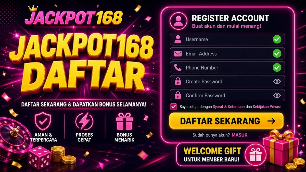 JACKPOT168 Daftar — QRIS, Pulsa & OTP Aman 2026